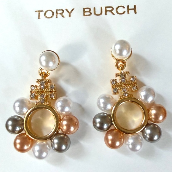 Tory Burch Jewelry - Tory Burch Earrings KIRA MULTI FAUX PEARL GOLD TONE UNIQUE PIERCED / POST NWT